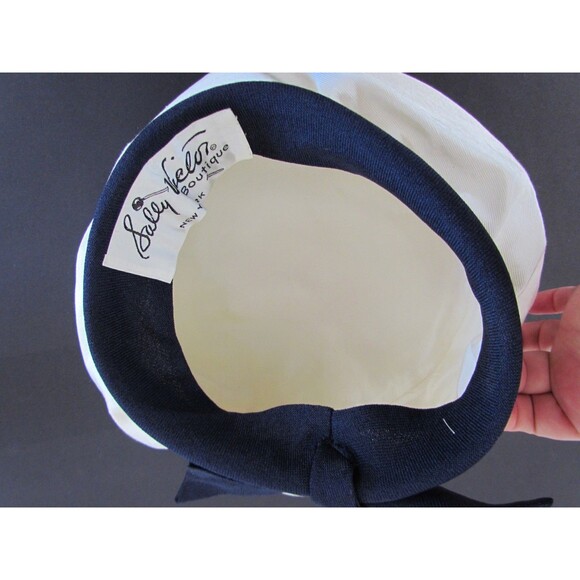 Vintage 1950s Sally Victor Boutique White Navy Sailor Tam Beret Hat main image 7